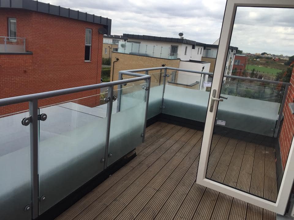 Balcony railings with glass and steel